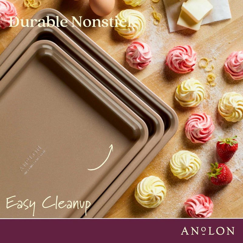 Anolon Gourmet Nonstick Bakeware Set with Nonstick Cookie Sheets / Baking Sheets - 3 Piece, Bronze Brown - Image 5